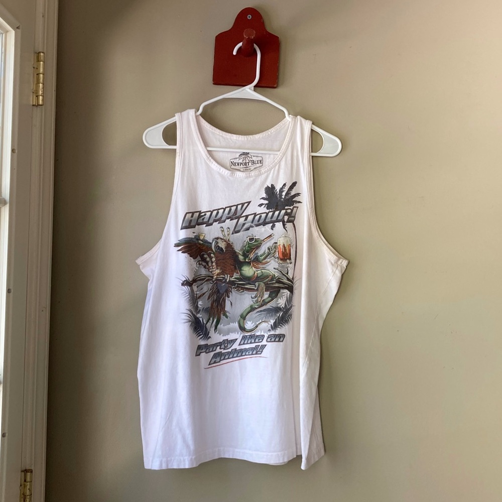 FINAL PRICE Newport Beach Happy Hour Party Like An Animal Graphic Tank Men's L - Picture 2 of 7